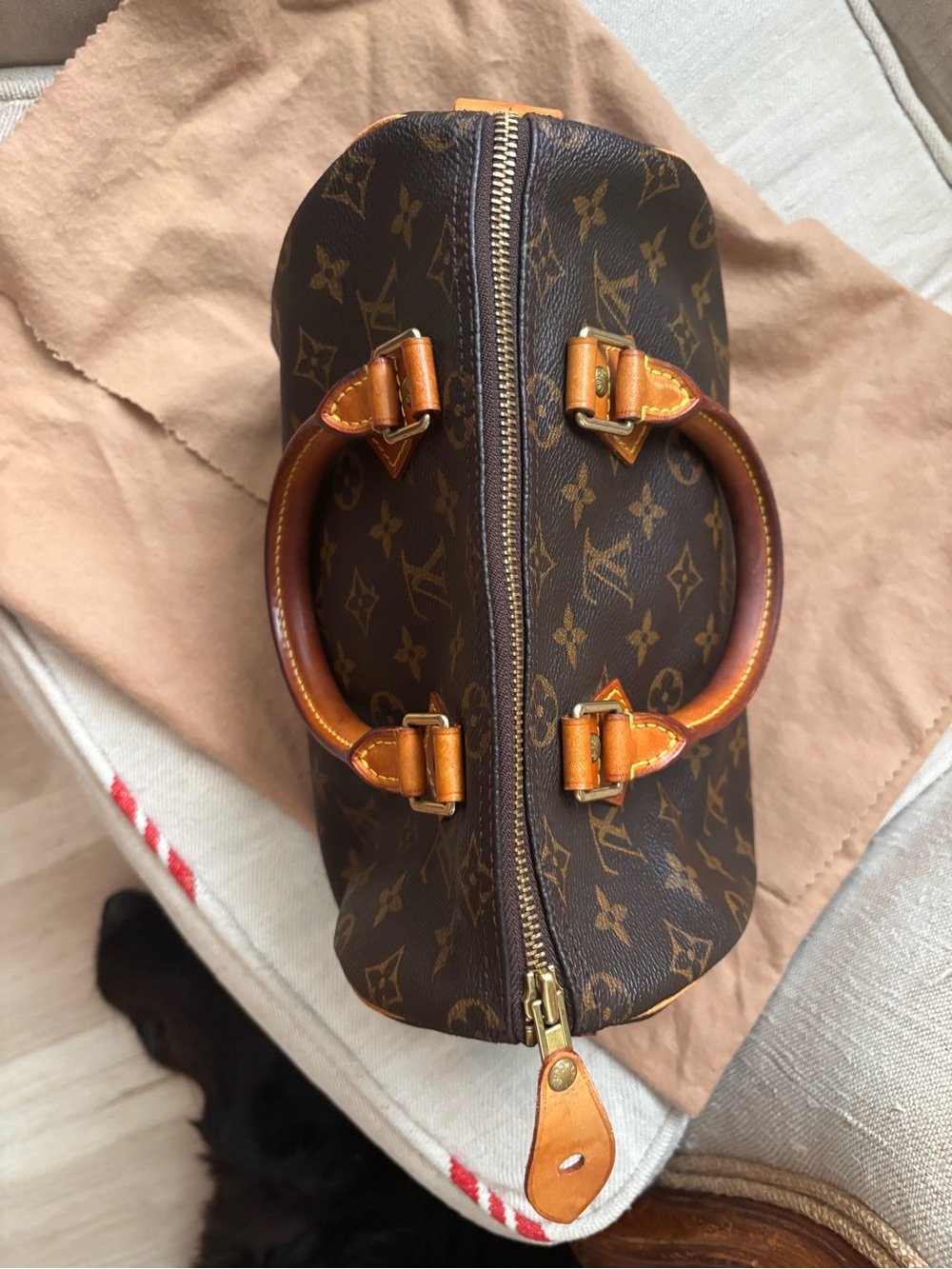 Louis Vuitton Monogram Canvas Satchel with Tan Leather Handles - Picture 2 of 16